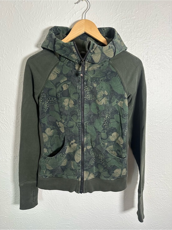 lululemon athletica Jackets & Blazers - Lululemon Scuba Hoodie Size 6 Green Butterfly Print Full Zip Athletic Jacket